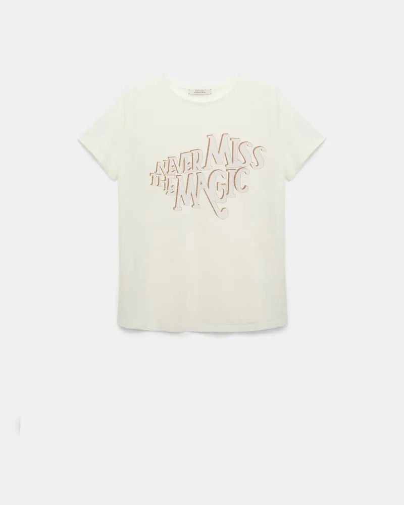 Dorothee Schumacher T-Shirt mit NEVER MISS THE MAGIC Print Weiß
