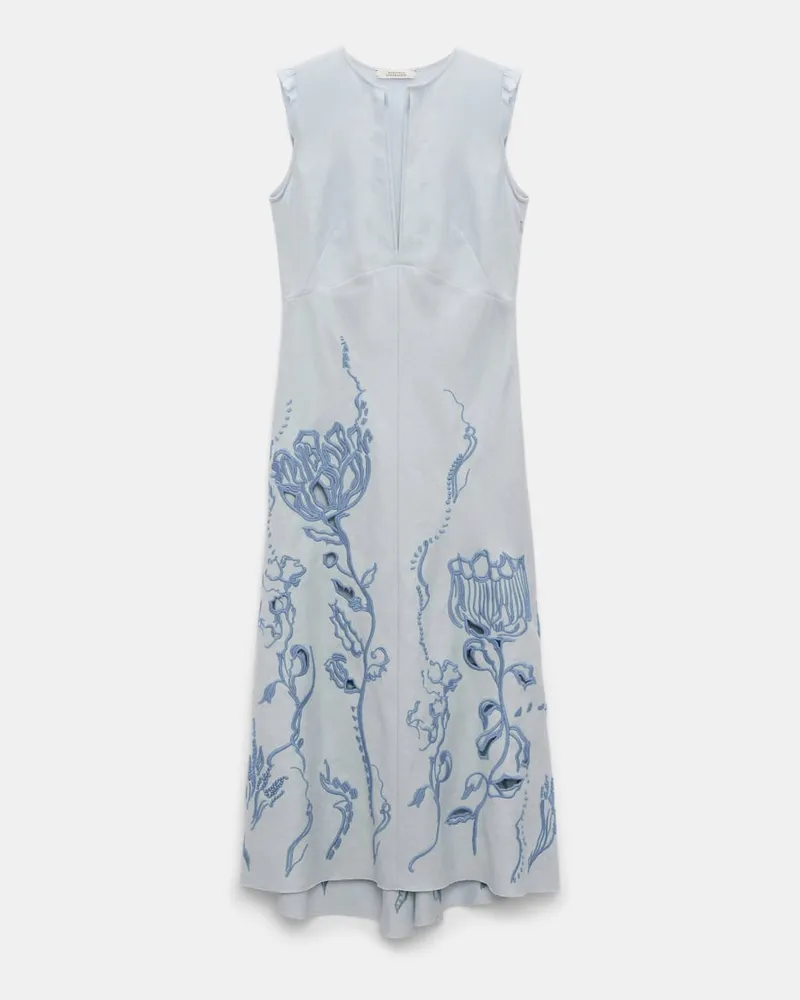 Dorothee Schumacher Armelloses Midi-Kleid aus besticktem Leinen Blau
