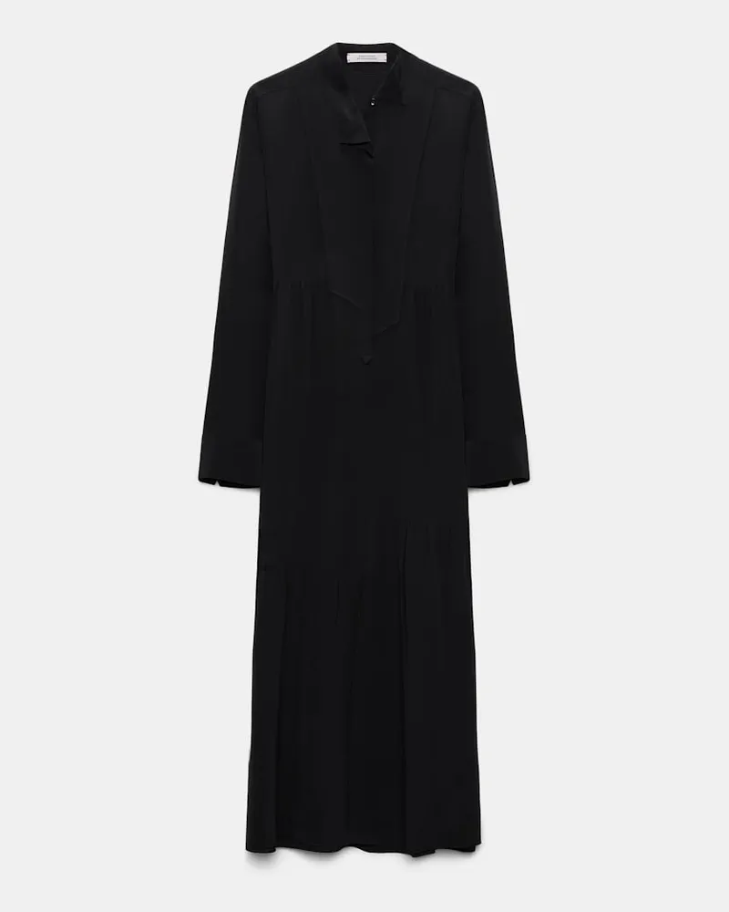 Dorothee Schumacher Seidenkleid mit Details aus Seiden Crêpe de Chine Schwarz