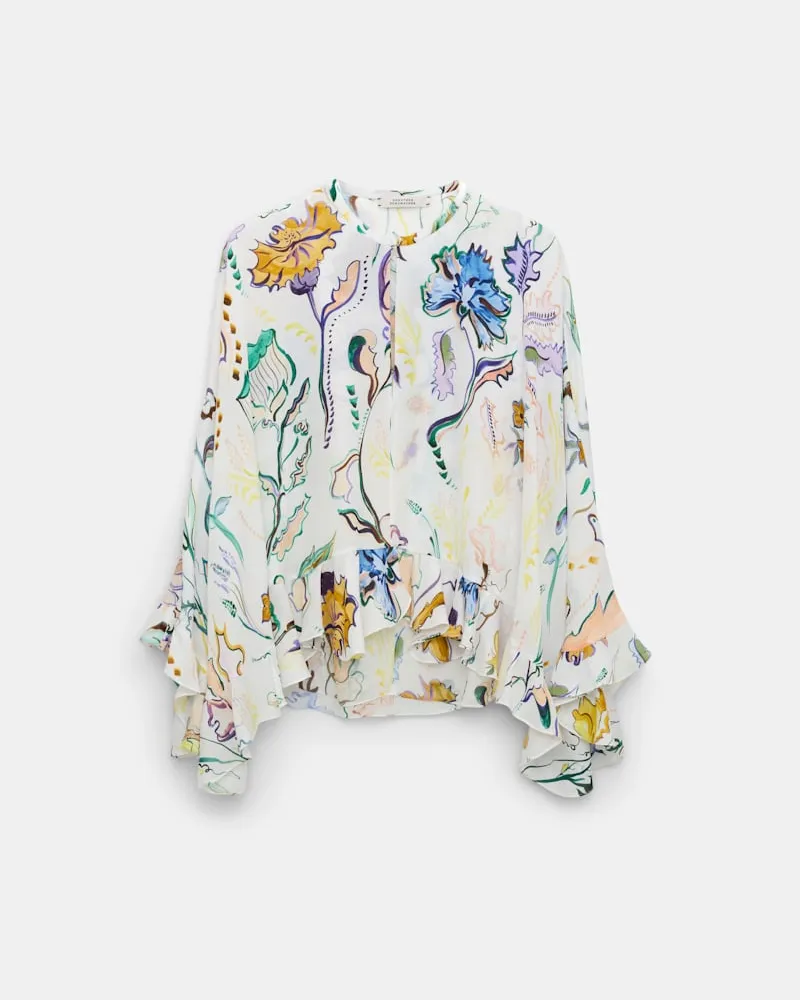 Dorothee Schumacher Cape-Bluse mit Signature-Print Weiß