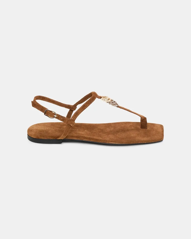 Dorothee Schumacher Flache Sandalen mit T-Strap Braun