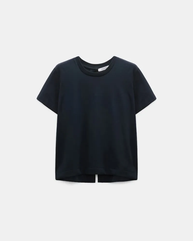 Dorothee Schumacher T-Shirt mit Schlitz am Rücken und Federdetail Blau