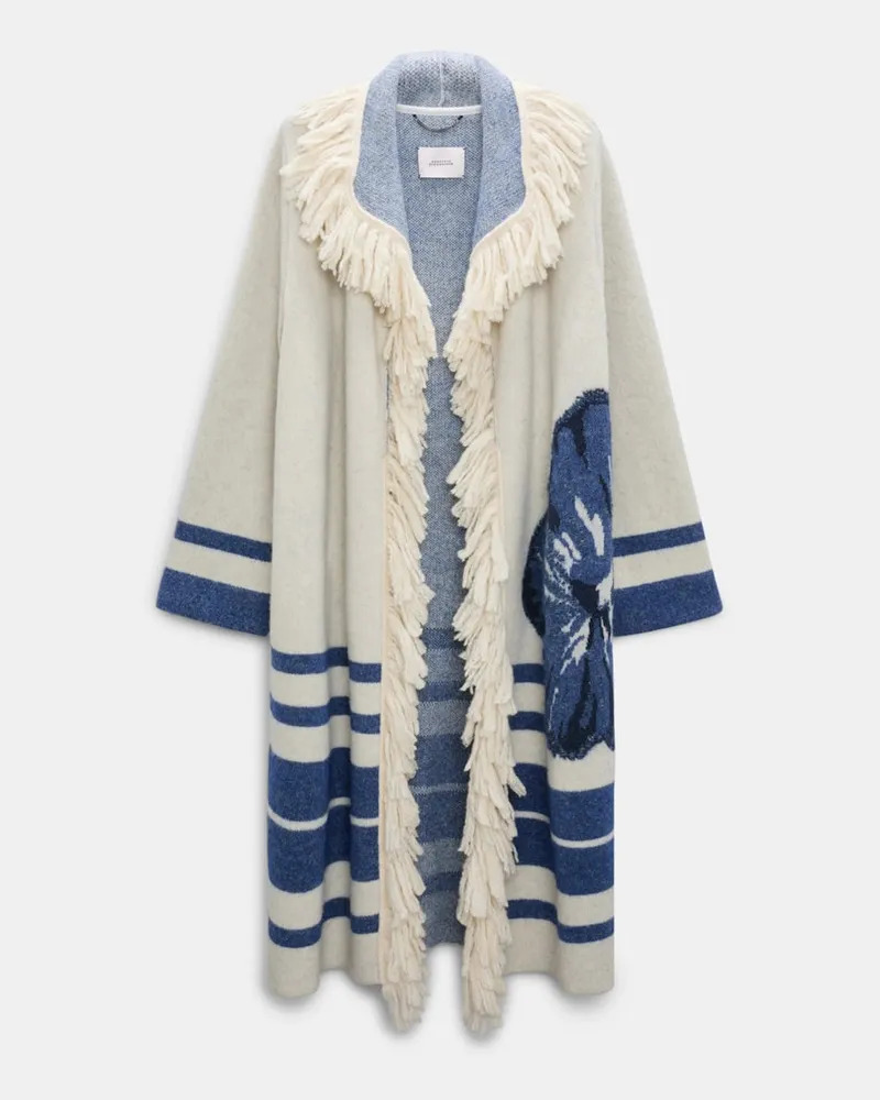 Dorothee Schumacher Jacquard-Strickmantel mit Fransen Blau