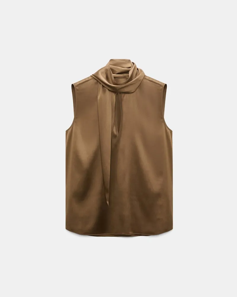Dorothee Schumacher Top aus Seiden-Stretch-Satin Braun