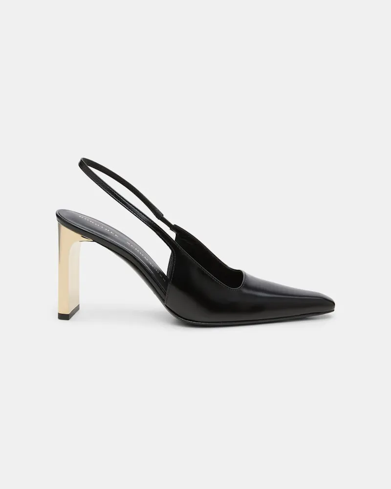 Dorothee Schumacher Slingback Pumps mit goldenem Absatz Schwarz