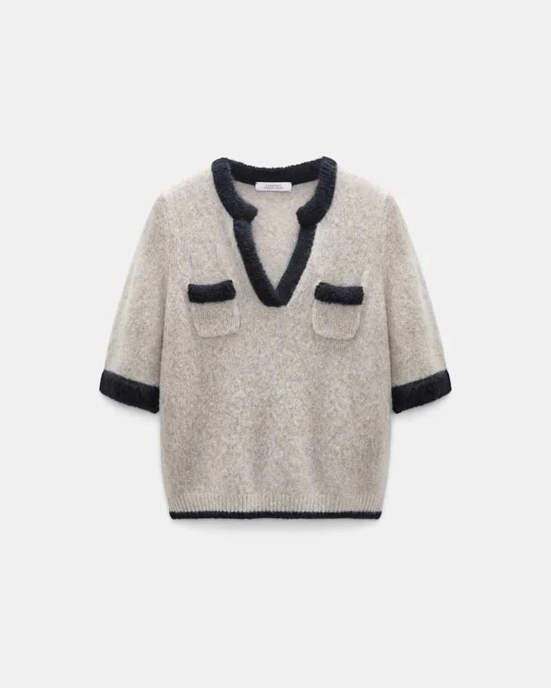 Dorothee Schumacher Kaschmir-Top mit halblangem Arm Beige