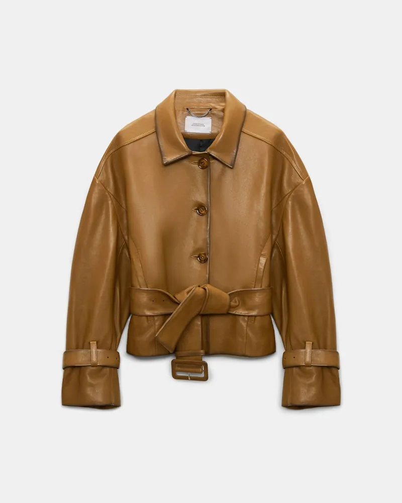 Dorothee Schumacher Lederjacke mit Gürtel Braun