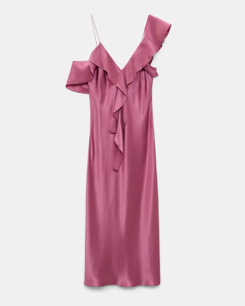 Dorothee Schumacher Midi Kleid aus Seiden-Satin Rot