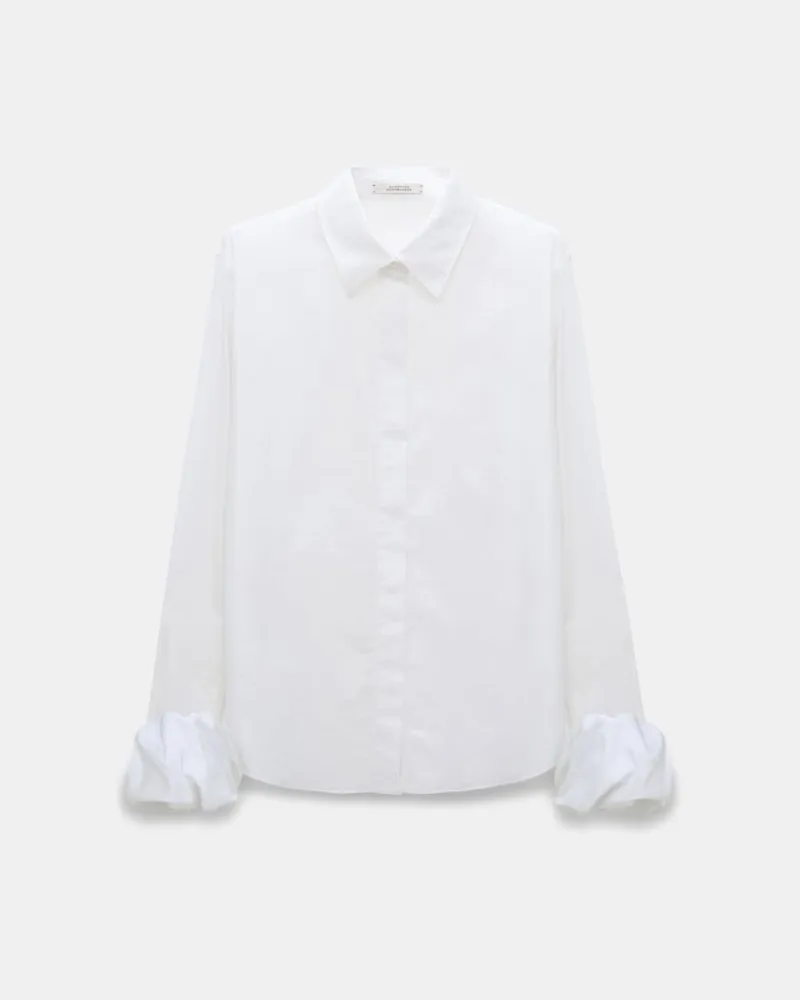 Dorothee Schumacher Bluse mit twisted Ballon-Cuffs aus Baumwoll-Popeline Weiß