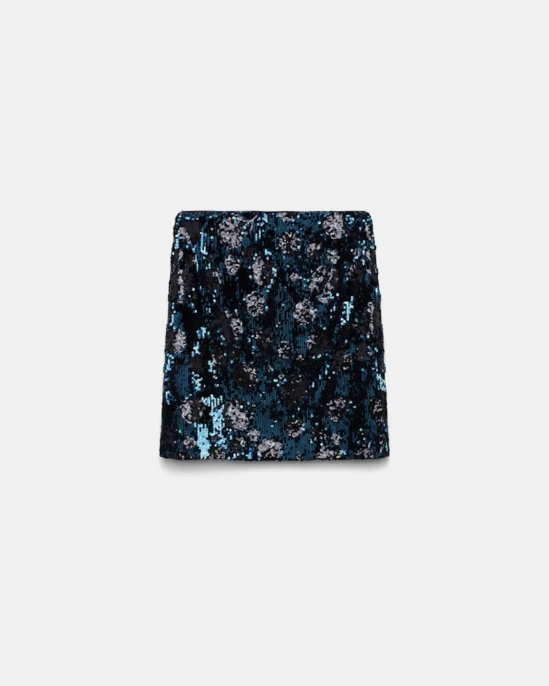 Dorothee Schumacher Rock aus Pailletten im Flower-Design Blau