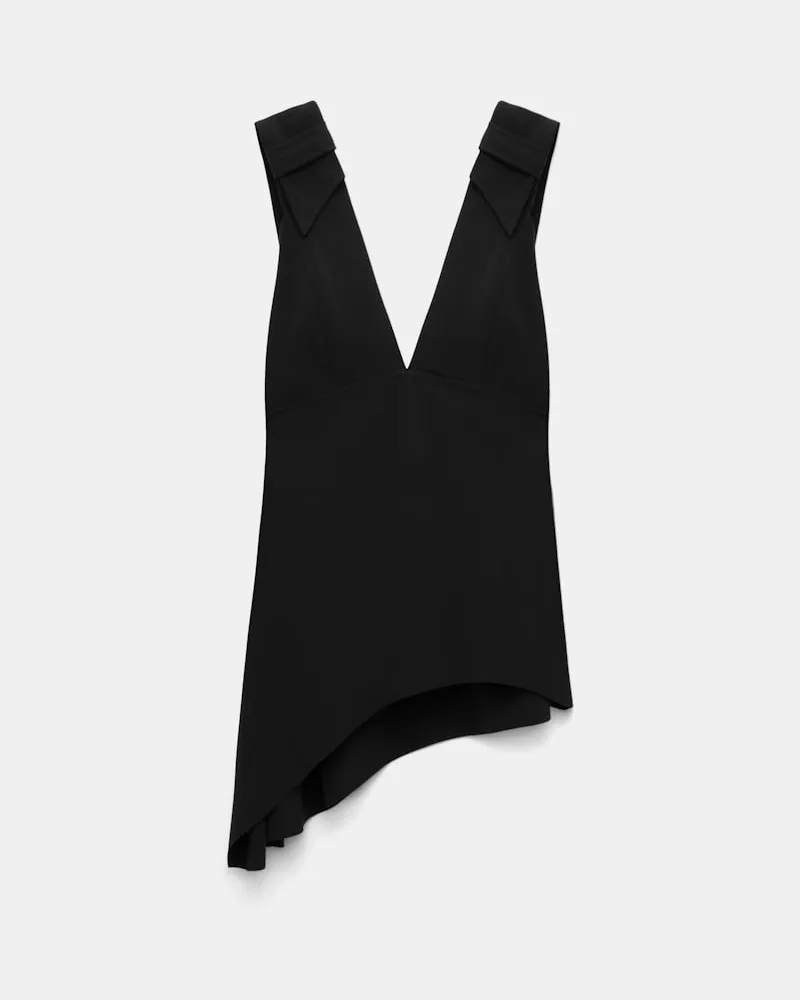 Dorothee Schumacher Top mit V-Ausschnitt und asymmetrischem Saum Schwarz