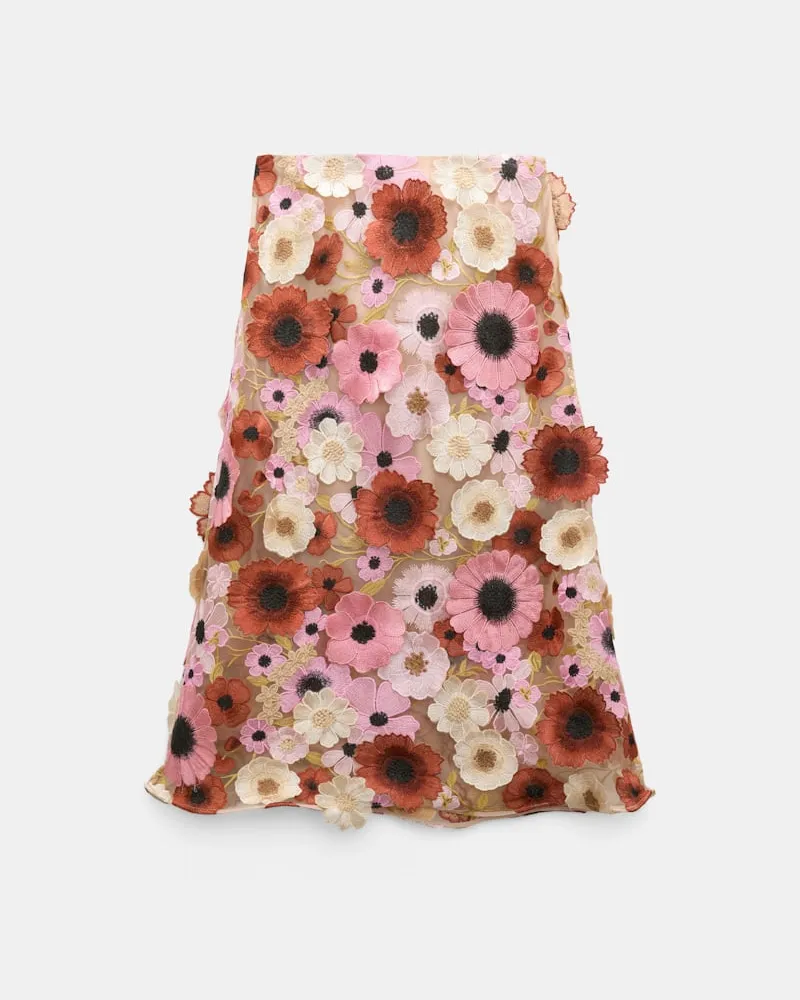 Dorothee Schumacher Midi-Rock mit dreidimensionaler Blumensttickerei Multi