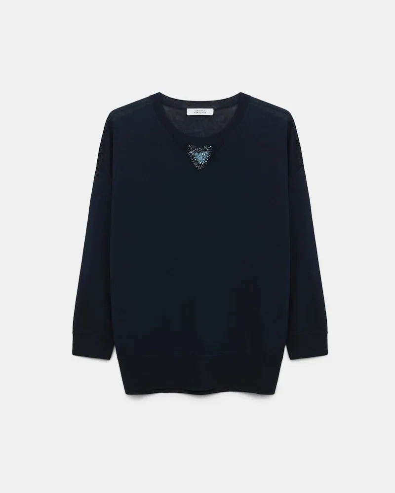 Dorothee Schumacher Rundhalspullover mit Embroidery Blau