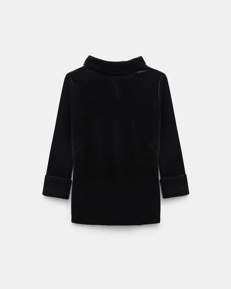 Dorothee Schumacher Rollkragentop aus Stretch-Samt Schwarz