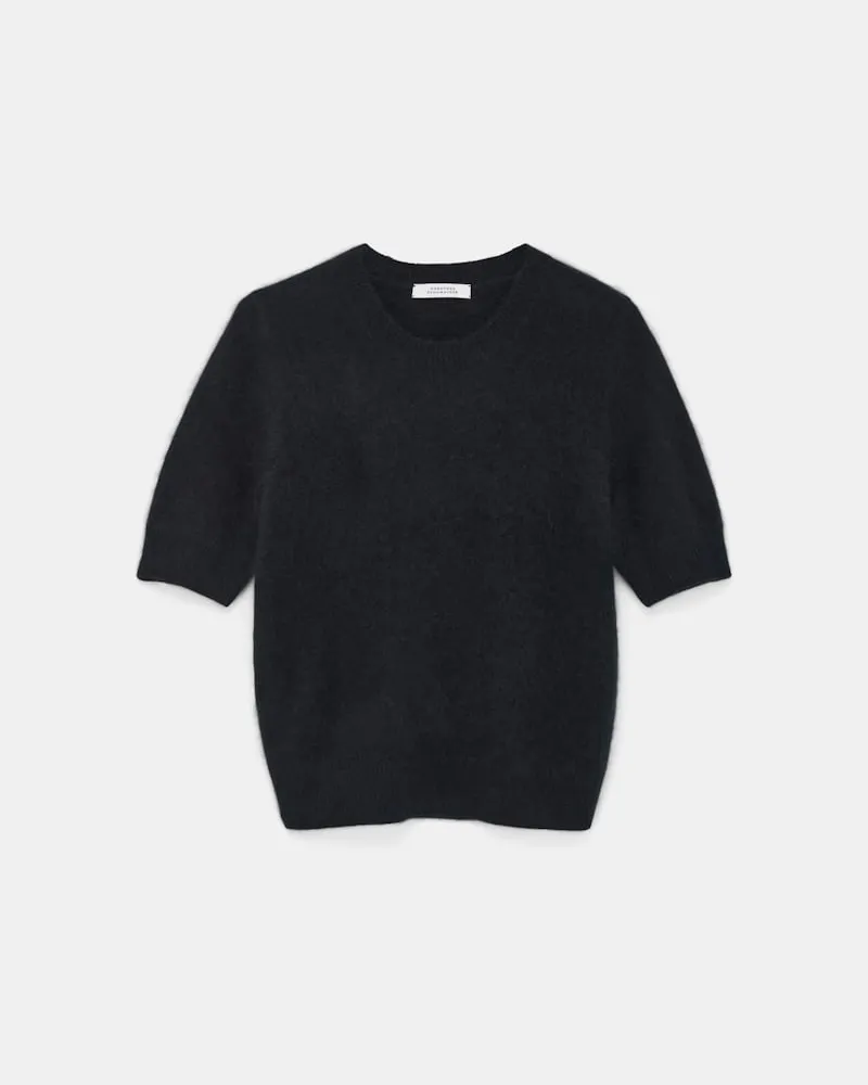 Dorothee Schumacher Fluffy Halbarm-Pullover aus Merino und Kaschmir Schwarz