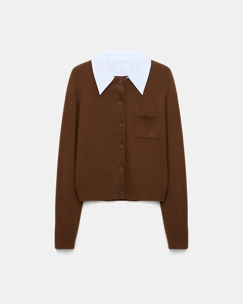 Dorothee Schumacher Fluffy Cardigan mit Hemdkragen Braun