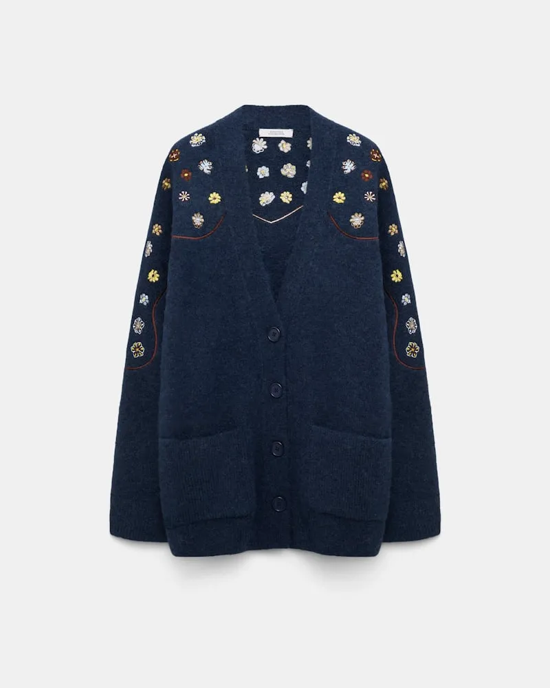 Dorothee Schumacher Cardigan aus Alpaka-Mix mit Embroidery Blau