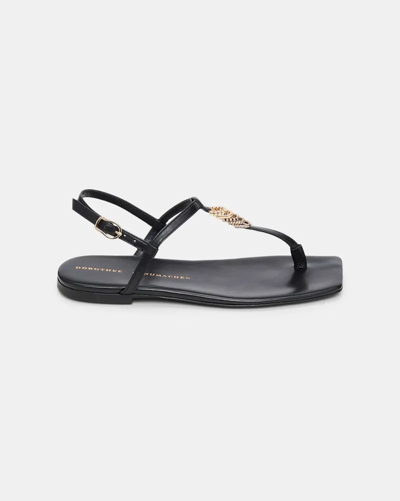 Dorothee Schumacher Flache Sandalen mit T-Strap Schwarz