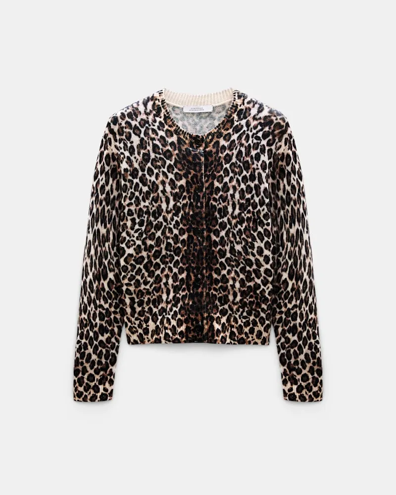 Dorothee Schumacher Cardigan mit Leoparden-Print aus Merino und Kaschmir Braun