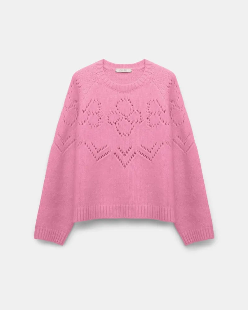 Dorothee Schumacher Rundhalspullover aus Kaschmir-Seiden-Garn Pink