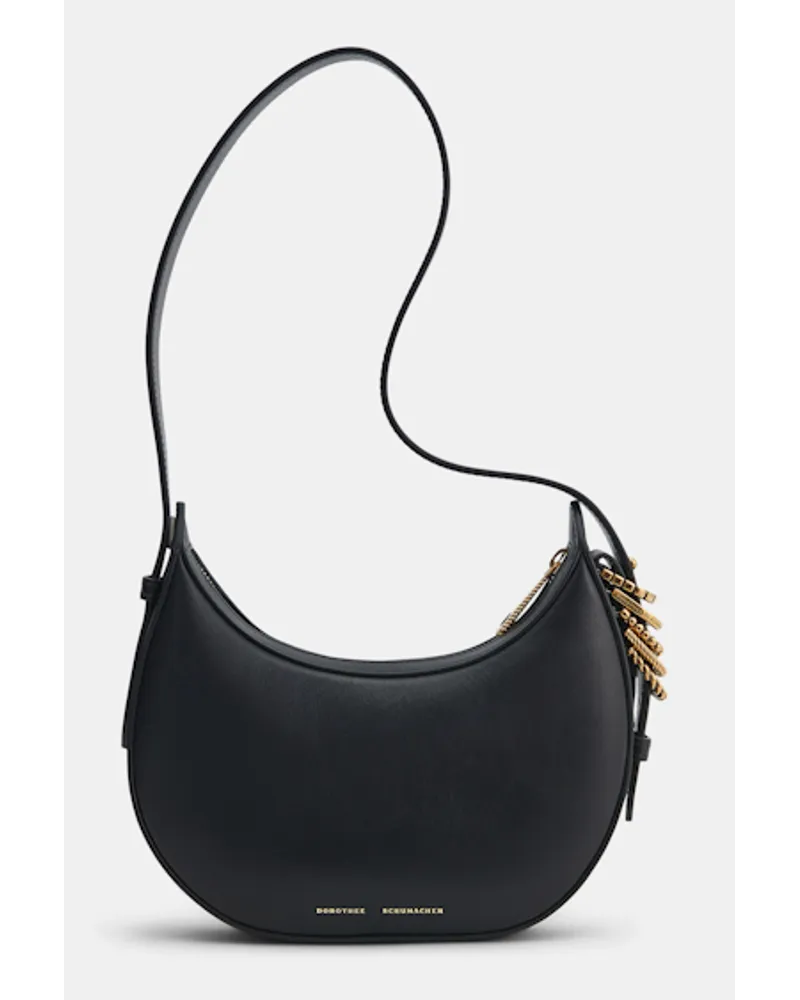 Dorothee Schumacher Half Moon Mini Bag aus weichem Kalbsleder mit D-Rings Schwarz