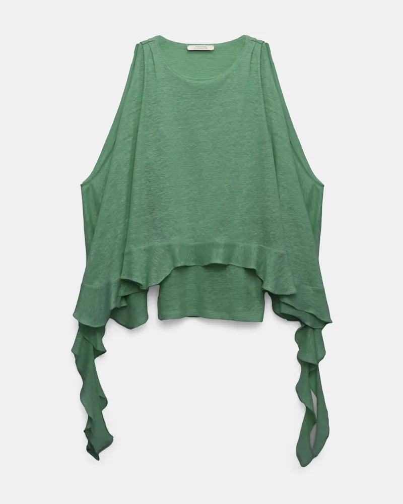 Dorothee Schumacher Top aus Hanf mit Volants Grün