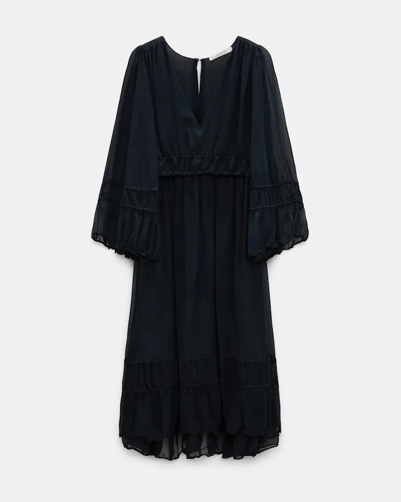 Dorothee Schumacher Langarmkleid aus Seiden-Georgette Blau