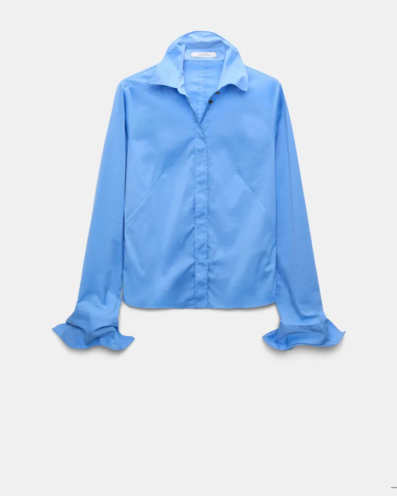 Dorothee Schumacher Bluse aus Easycare Popeline mit hohem Stretchanteil Blau