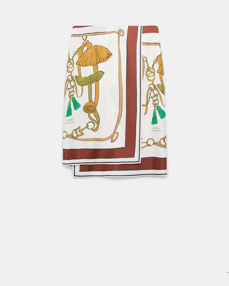 Dorothee Schumacher Pencilskirt in Wickelrock-Optik aus bedrucktem Seidentwill Multi