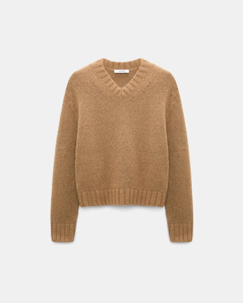 Dorothee Schumacher Pullover mit V-Ausschnitt aus Kaschmir Braun