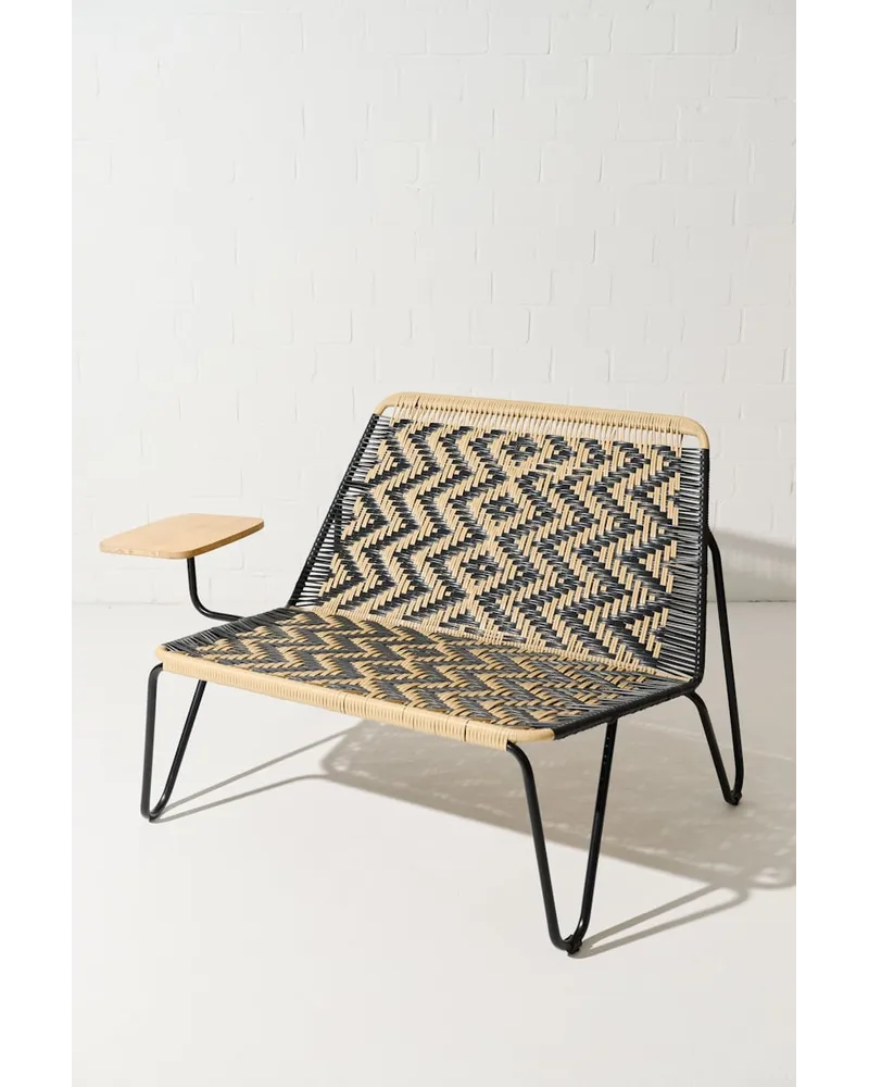 Dorothee Schumacher Handgeflochtene Bank mit Tisch aus Holz Multi