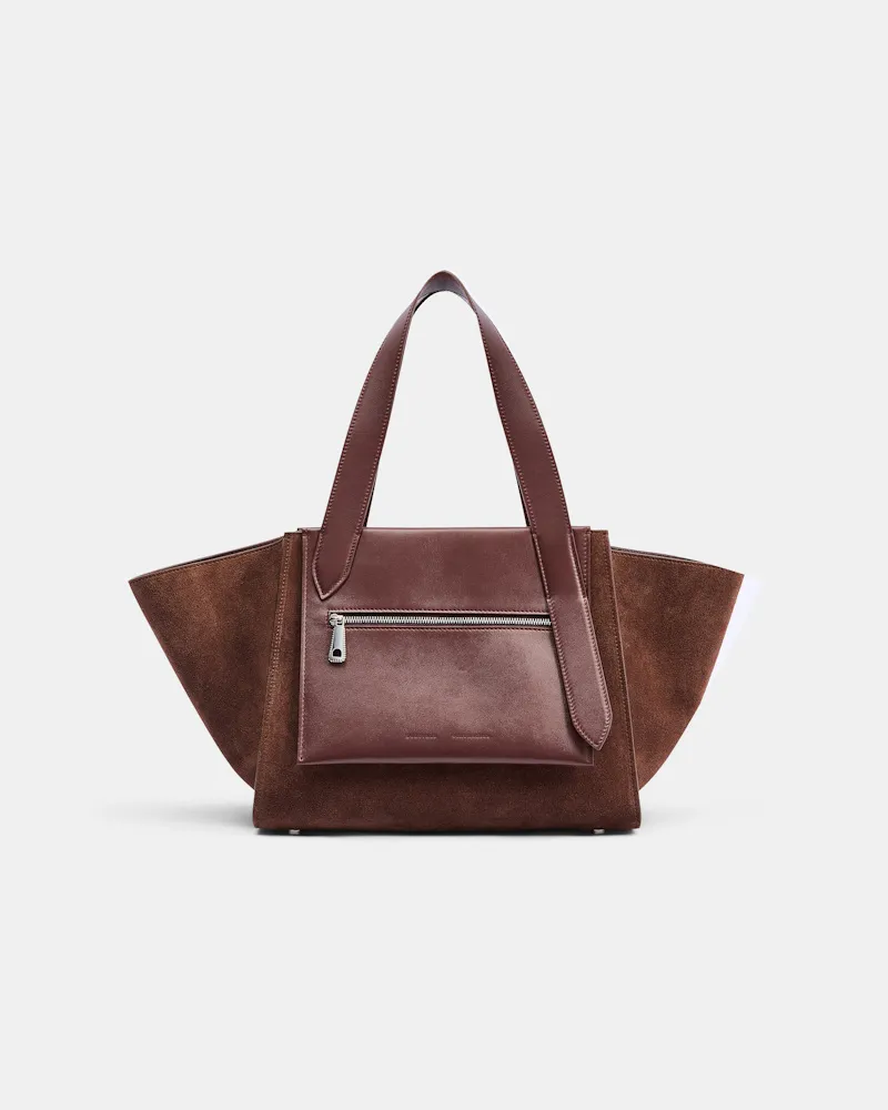 Dorothee Schumacher Horizontale Tote Bag aus Kalbswildleder Braun