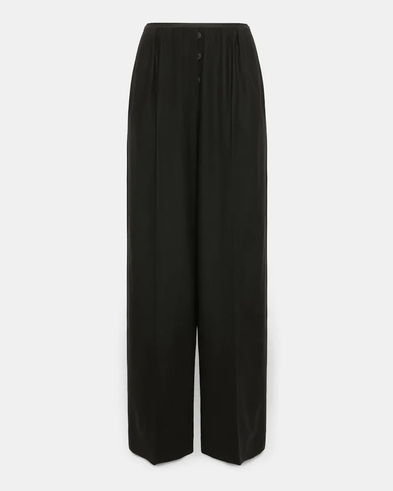 Dorothee Schumacher Hose mit weitem Bein aus leichter Wolle Schwarz