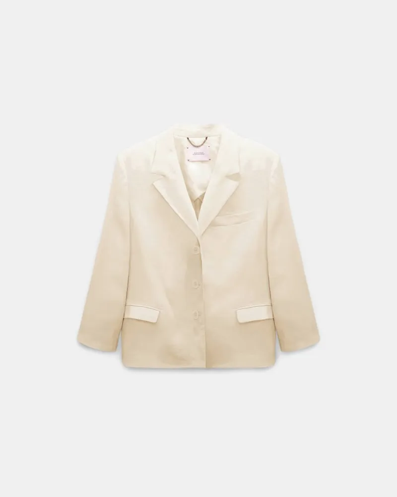 Dorothee Schumacher Verkürzter Blazer aus Leinen-Baumwolle Beige