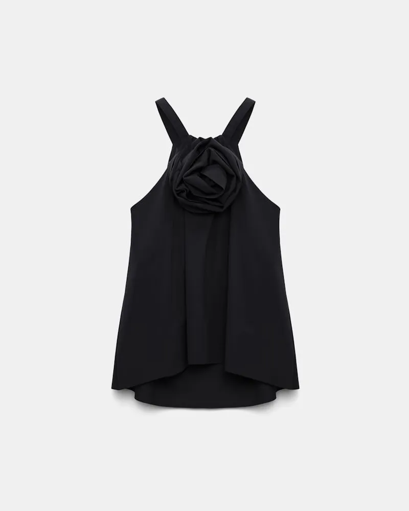 Dorothee Schumacher Top mit abnehmbarer Blüte Schwarz