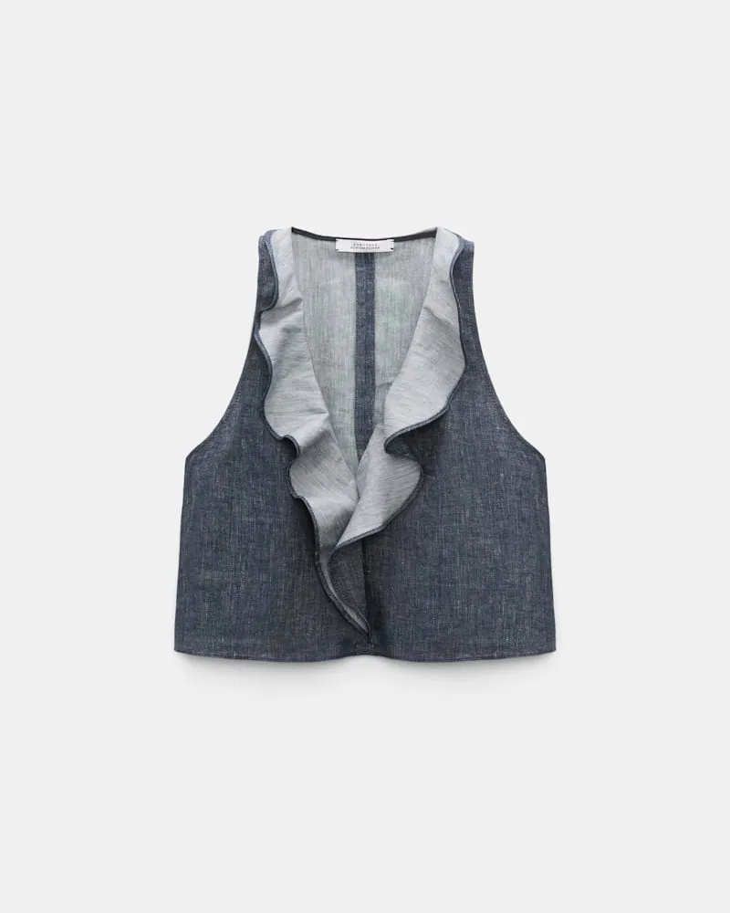 Dorothee Schumacher Top aus Baumwolle und Leinen Blau