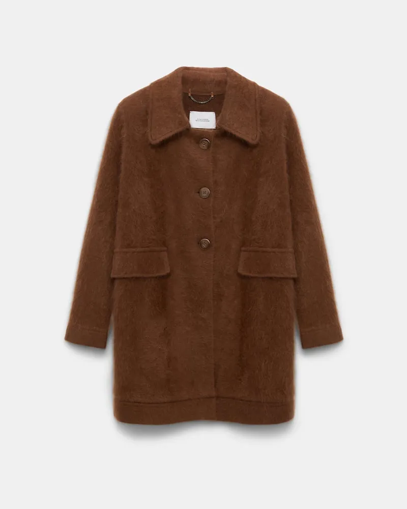 Dorothee Schumacher Fluffy Mantel aus Merino und Kaschmir Braun