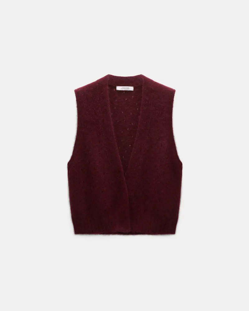 Dorothee Schumacher Gilet im Pointelle-Allover aus Kaschmir Rot
