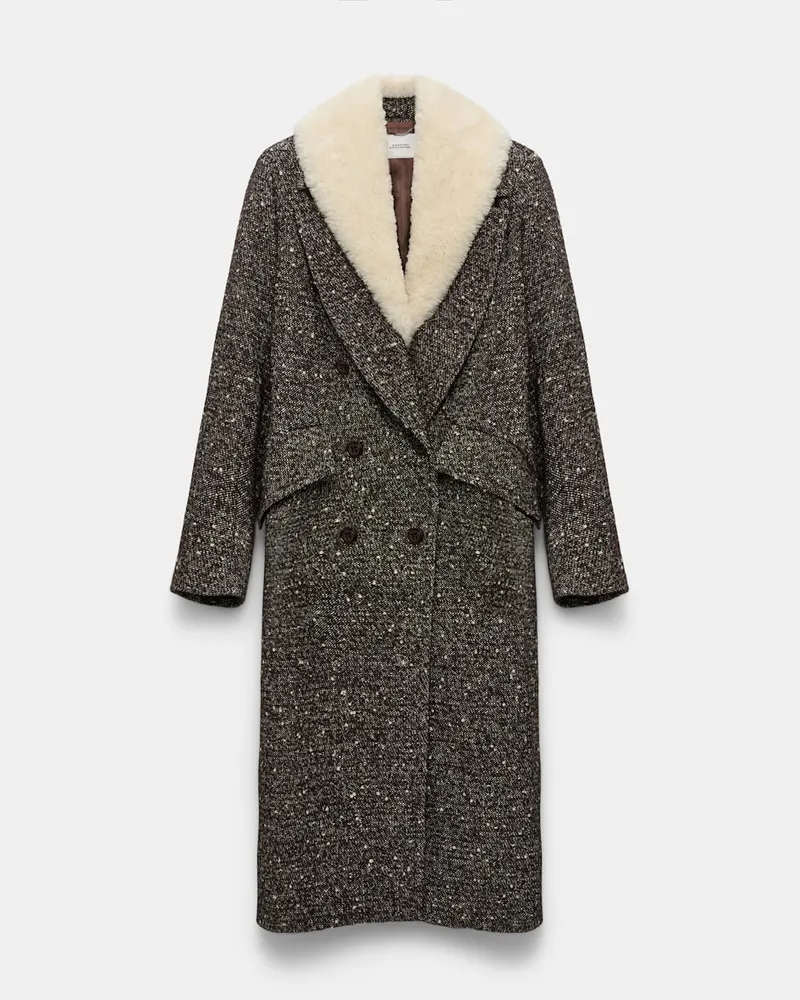 Dorothee Schumacher Mantel mit abnehmbarem Fake Fur Kragen Braun
