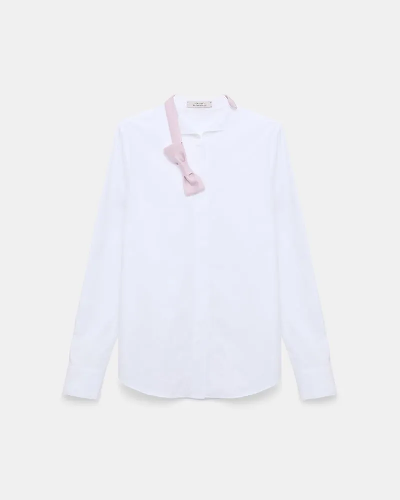 Dorothee Schumacher Hemd mit spitzem Stehkragen und Bow aus Baumwoll-Popeline Weiß