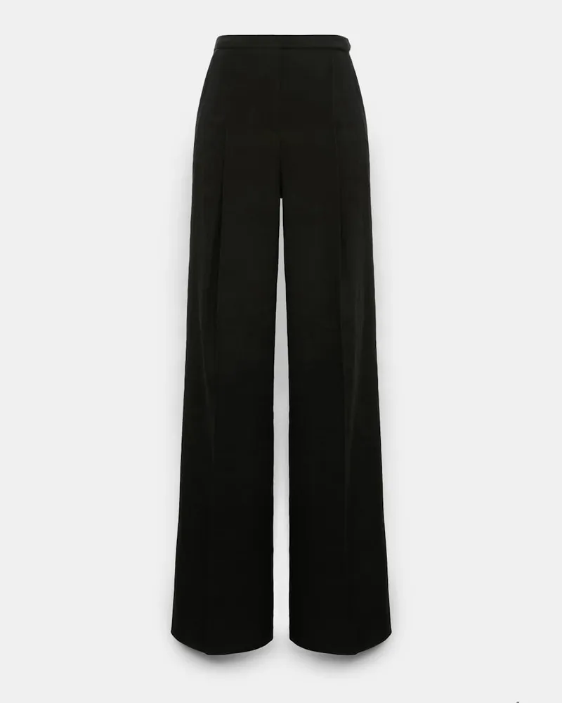 Dorothee Schumacher Hose mit weitem Bein aus Leinen und Baumwolle Schwarz