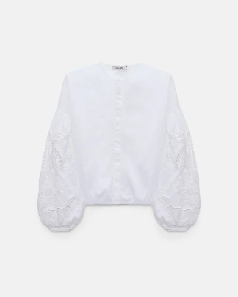 Dorothee Schumacher Bluse mit Broderie-Anglais-Stickerei aus Baumwolle Weiß