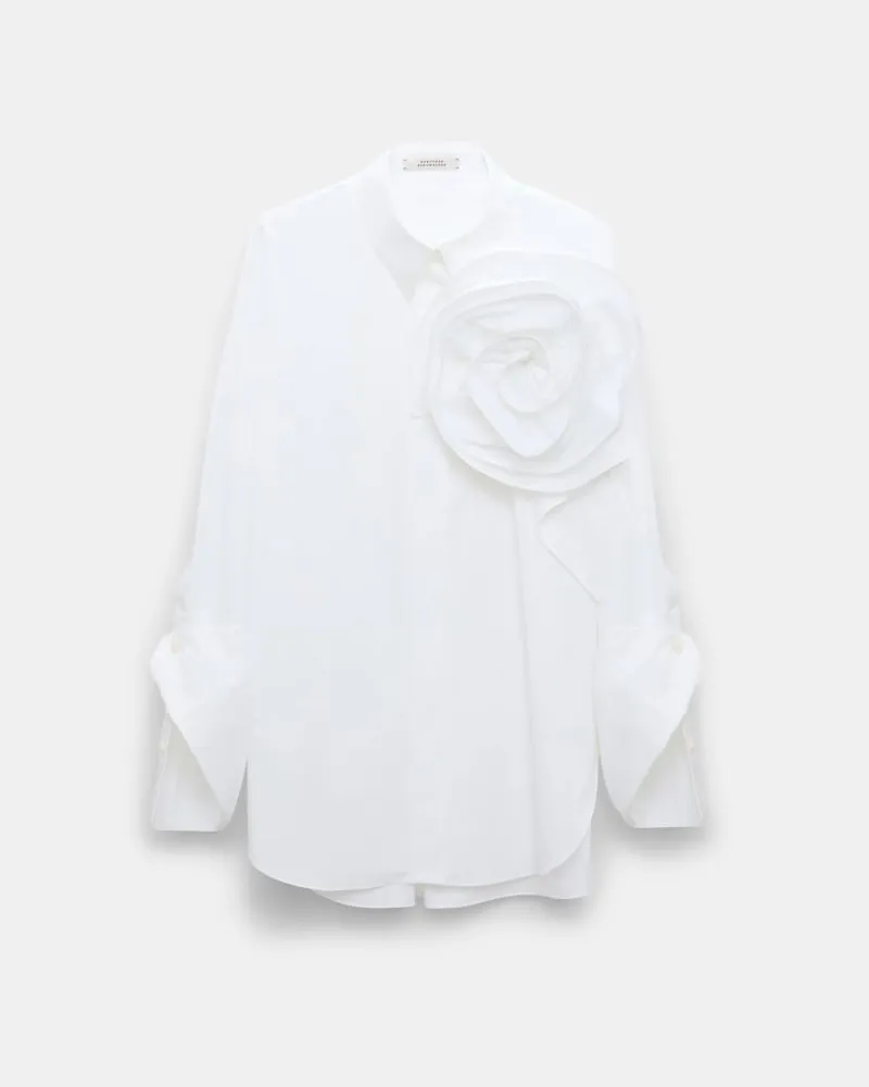 Dorothee Schumacher Bluse mit Maxi-Blumenbrosche Weiß