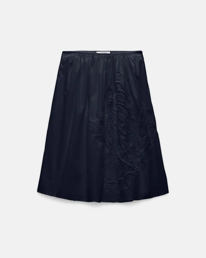 Dorothee Schumacher Rock mit Broderie-Anglais-Stickerei aus Baumwolle Blau