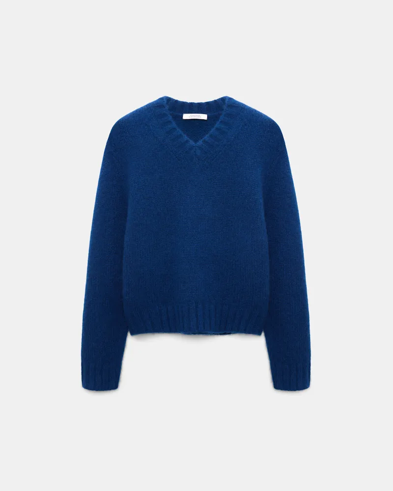 Dorothee Schumacher Pullover mit V-Ausschnitt aus Kaschmir Blau
