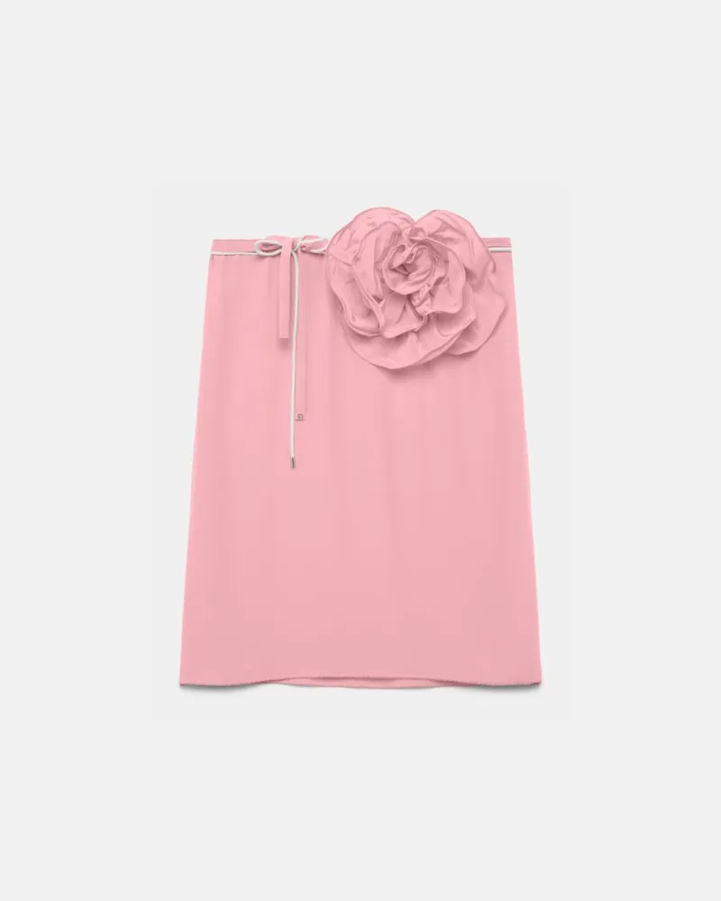 Dorothee Schumacher Seidenrock mit Maxi-Blumenbrosche Rosa