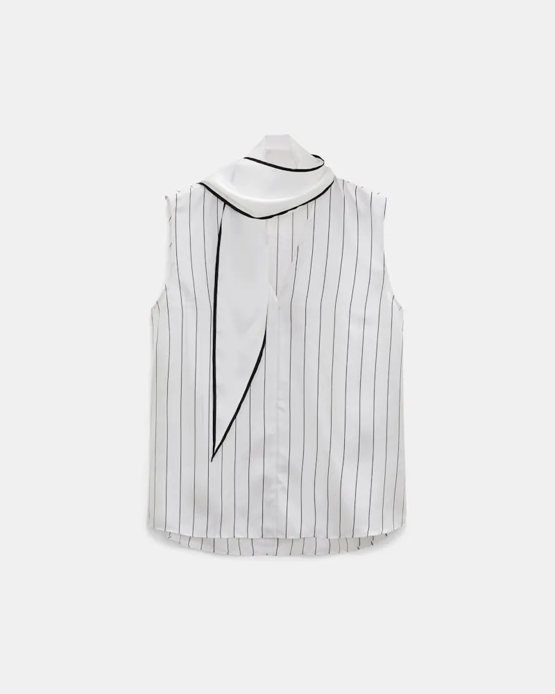 Dorothee Schumacher Ärmellose Bluse aus bedrucktem Seidentwill Schwarz