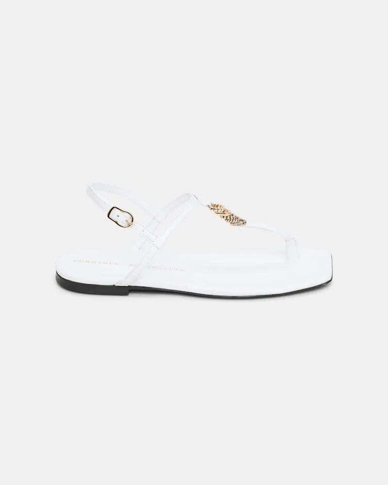 Dorothee Schumacher Flache Sandalen mit T-Strap Weiß