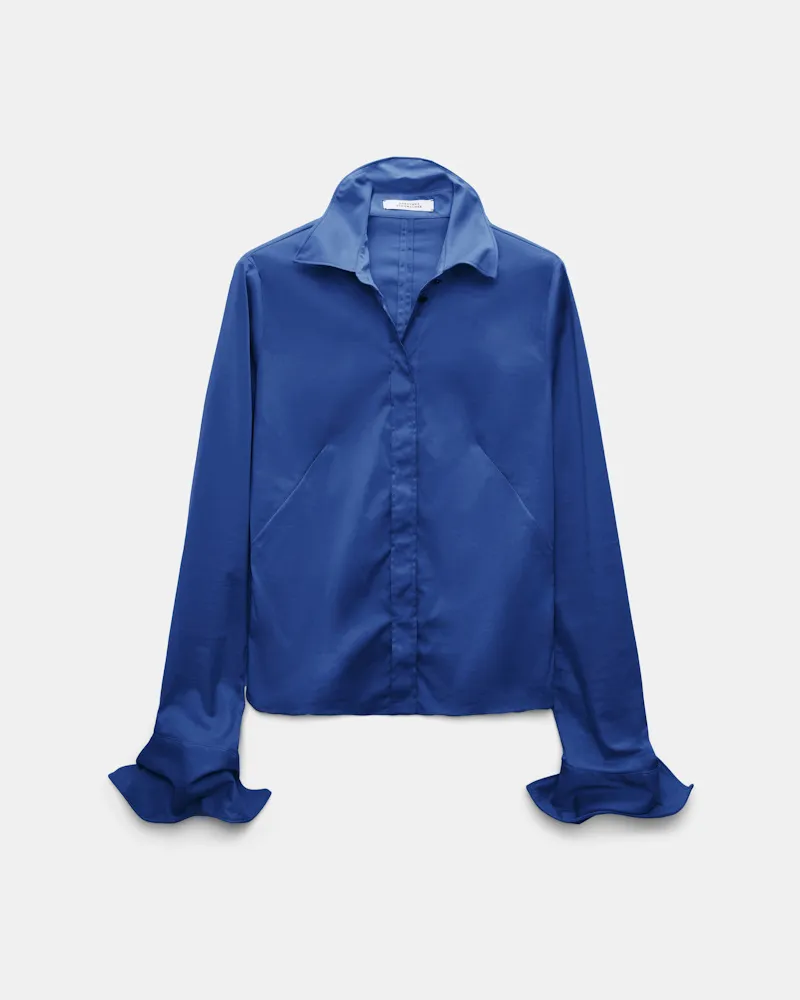 Dorothee Schumacher Bluse aus Easycare Popeline mit hohem Stretchanteil Blau