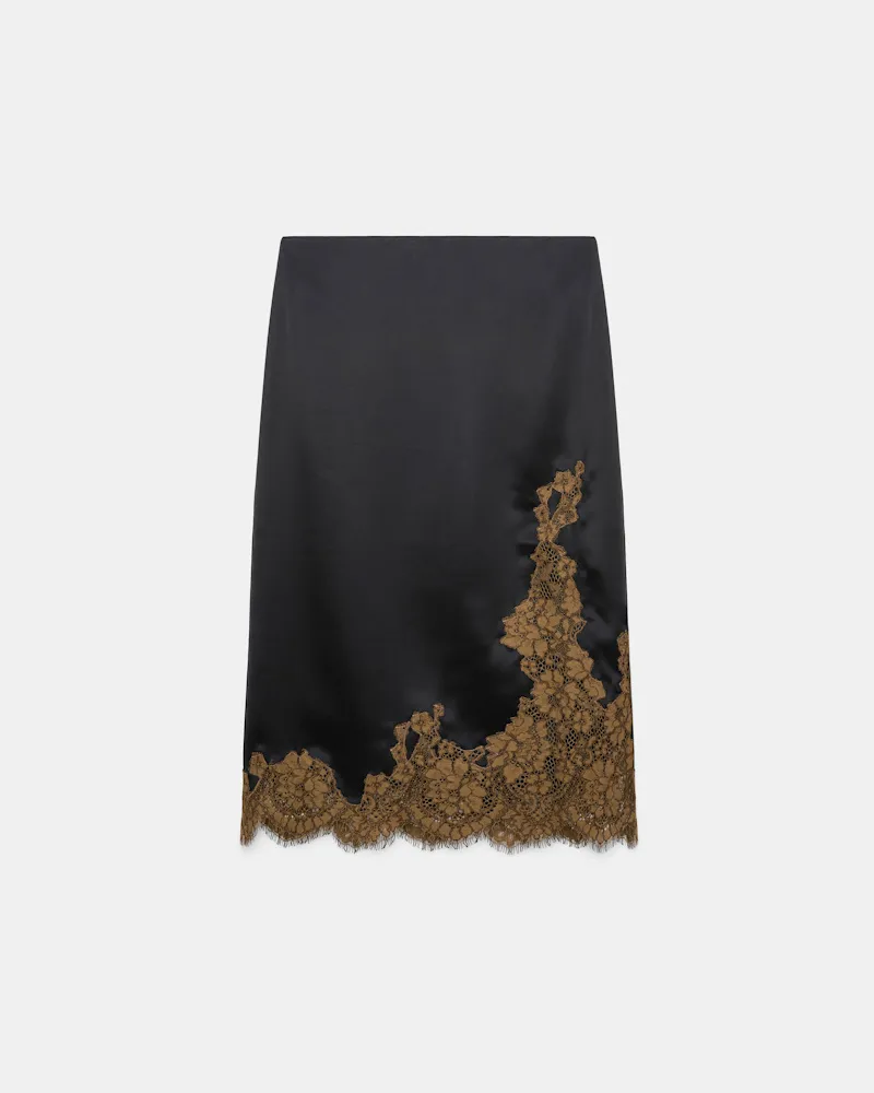 Dorothee Schumacher Midi-Rock aus technischem Satin Schwarz